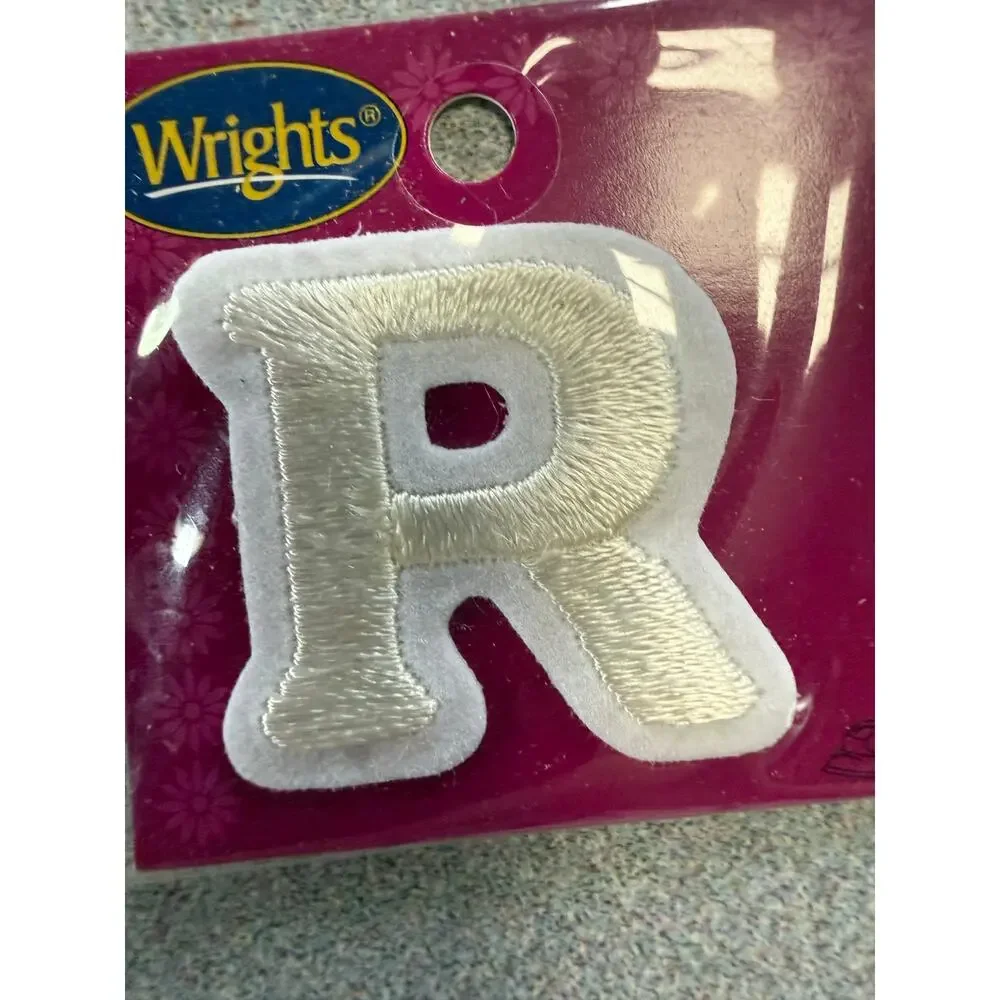 11 Embroidered letters Joy SUHOO Wrights TEPJRR white applique iron on NWT